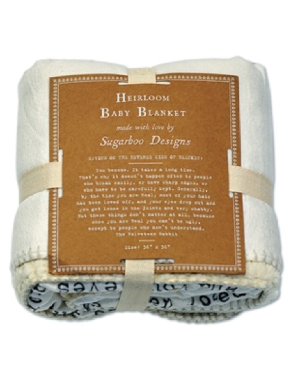 Sugarboo Designs Velveteen Rabbit Heirloom Baby Blanket Cream Lovey Size 36”x36”